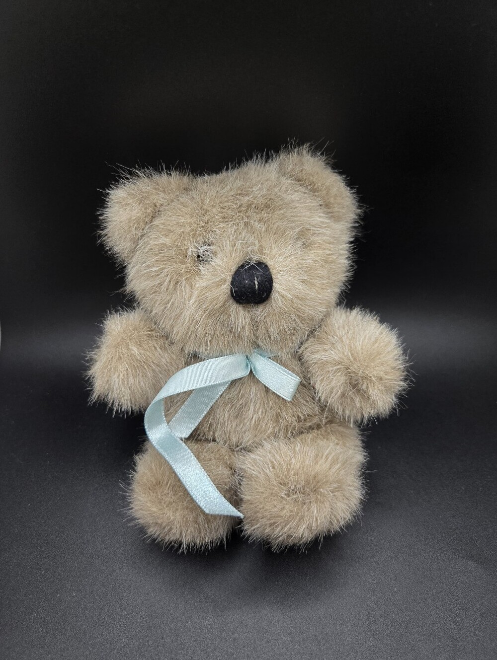 Dakin Plush Beige Teddy Bear with Light Blue Ribbon Kids Toy DAKIN Vintage